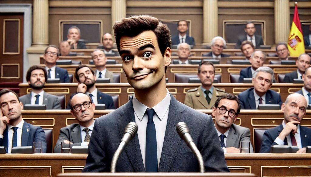 Pedro Sánchez comparece ante el Congreso de los Diputados con gesto irónico mientras los diputados observan losparlamentarios