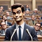 Pedro Sánchez comparece ante el Congreso de los Diputados con gesto irónico mientras los diputados observan losparlamentarios