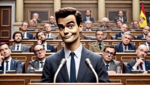 Pedro Sánchez comparece ante el Congreso de los Diputados con gesto irónico mientras los diputados observan losparlamentarios