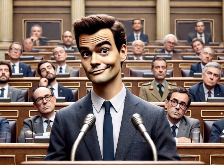 Pedro Sánchez comparece ante el Congreso de los Diputados con gesto irónico mientras los diputados observan losparlamentarios