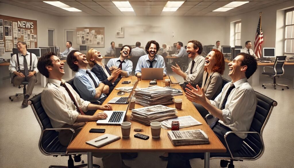 Equipo de Noticias Falsas reunido para desarrollar servicios editoriales satíricos